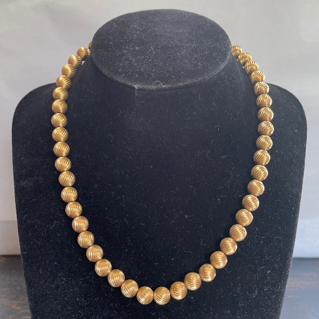 Vtg Vogue 120 12k Gold Electro Plate Beaded Necklace On Gold Plate Chain 16 65$